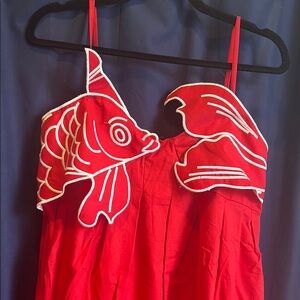 Red Maxi Dress with White Trim